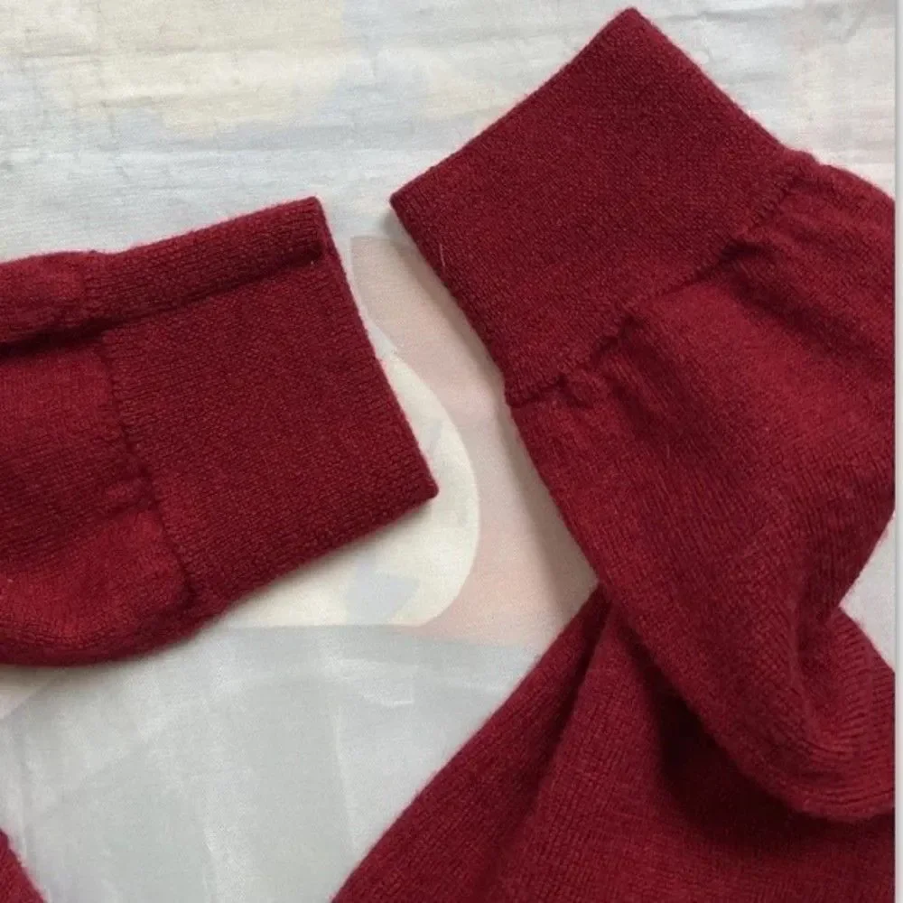 J.Crew Slim Fit V-Neck Mens Knit Sweater Maroon 100% Wool Size Medium